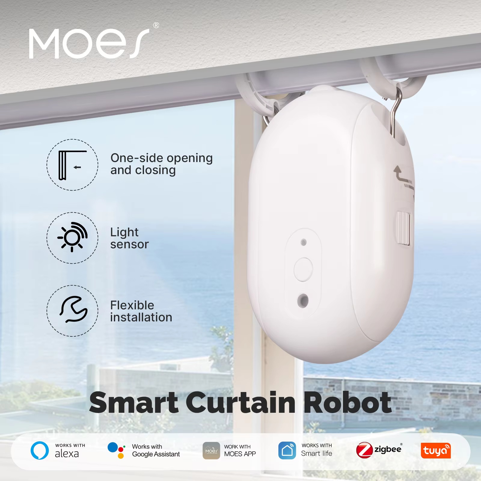 MOES Tuya ZigBee Умный электри – обзор и цена Smart Curtain Robot